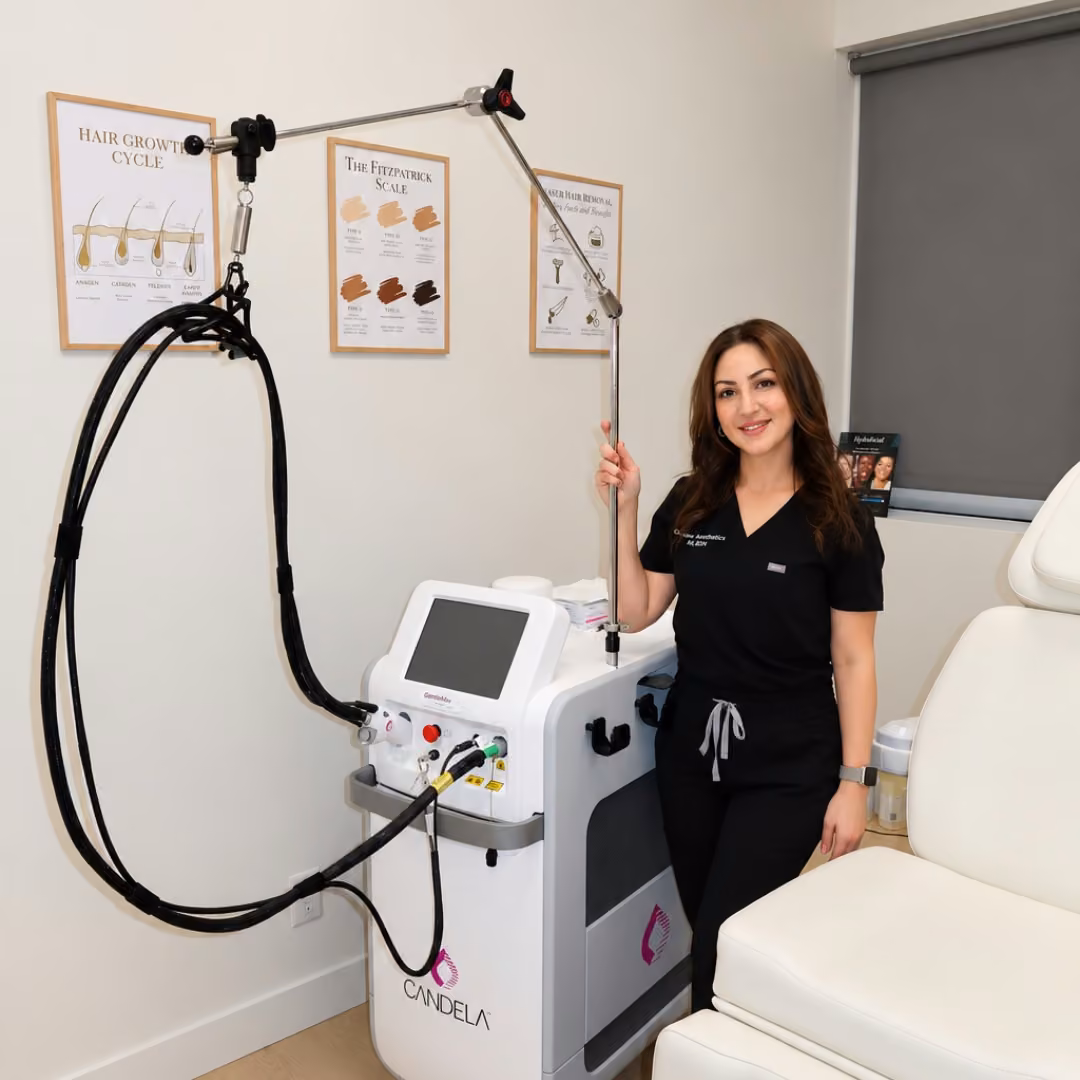 Corinne Aesthetics laser hair removal provider and device